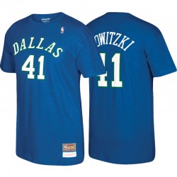 Dallas Mavericks # 41 Dirk Nowitzki Royal Hardwood Classics Name Y Number T-Shirt
