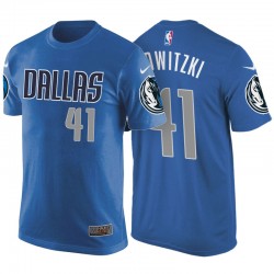 Dallas Mavericks # 41 Dirk Nowitzki Azul 2017-18 Nombre de temporadas& Número Camiseta
