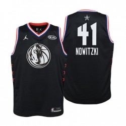 Juventud 2019 NBA All-Star Game Dallas Mavericks # 41 Dirk Nowitzki Negro Swingman Camiseta