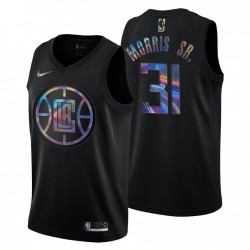 La Clippers Marcus Morris Sr. # 31 Iríceso Holográfico Camiseta Negro