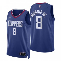 2021-22 Los Angeles Clippers Marcus Morris Sr. # 8 75 Ícono de aniversario Azul Swingman Camiseta