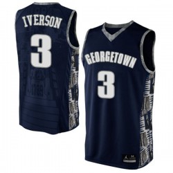 Allen Iverson NCAA MENS Georgetown Hoyas # 3 Navy Azul Auténtico Baloncesto Camiseta