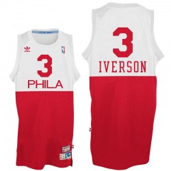 Filadelfia 76ers # 3 Allen Iverson Blanco / Rojo Phila Hardwood Classics Swingman Camiseta