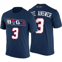 2017 Big3 Basketball League # 3 Allen Iverson 'The Respuesta' Nombre de la Marina Volaje& Número Camiseta