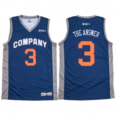 2017 Big3 Basketball League 3's Company Captain # 3 Allen Iverson 'The Respuesta' Navy Camiseta