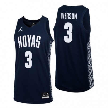 NCAA Georgetown Hoyas # 3 Allen Iverson Navy College Rendimiento Baloncesto Camiseta