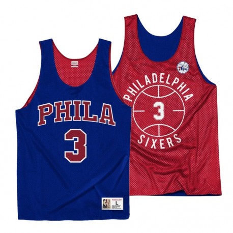 Filadelfia 76ers Allen Iverson # 3 Mitchell& Ness Wayback Formación reversible Royal Rojo Camiseta