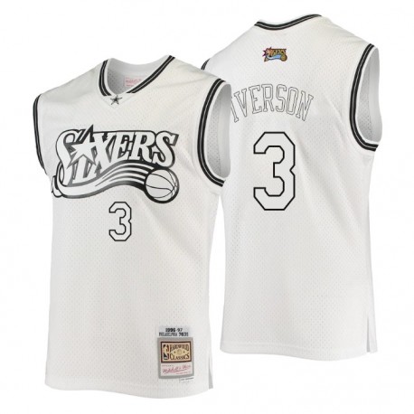 Filadelfia 76ers Allen Iverson # 3 Mitchell& Ness Blanco Hardwood Classics Out swingman camiseta
