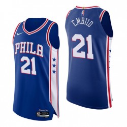 Filadelfia 76ers NBA 75O Joel Embiid # 21 Icono auténtico Azul Camiseta