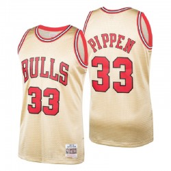 Hombres Chicago Bulls #33 Scottie Pippen Gold Series Hardwood Classic Swingman Camiseta