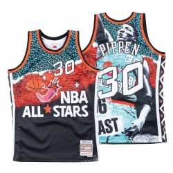 Hombres Chicago Bulls #30 Scottie Pippen Aqua All-Star Fashion Camiseta