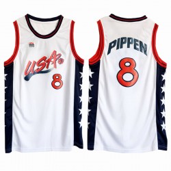 Atlanta 1996 Olimpiadas USA Dream Team #8 Scottie Pippen Blanco Baloncesto Camiseta