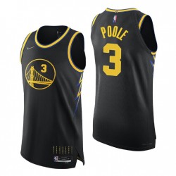 Golden State Warriors 2021-22 NBA 75th Jordan Poole #3 Auténtico Negro Camiseta City