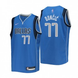 Dallas Mavericks Luka Doncic #77 75 aniversario Azul juvenil Camiseta ícono