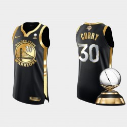Golden State Warriors 2022 Campeones finales de la Conferencia Oeste Stephen Curry #30 Negro auténtico Golden Camiseta Negro