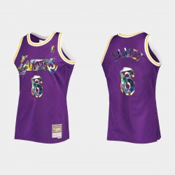 Los Ángeles Lakers Retro LeBron James #6 Diamond Edición 75th Purple Camiseta