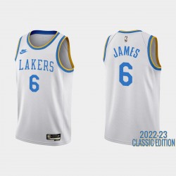Los Ángeles Lakers LeBron James #6 2022-23 Classic Edición Blanco Camiseta