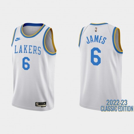 Los Ángeles Lakers LeBron James #6 2022-23 Classic Edición Blanco Camiseta