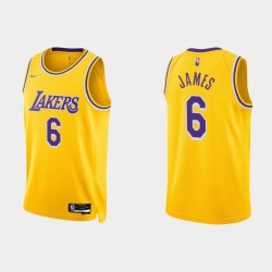 Los Ángeles Lakers LeBron James #6 Nike 2021/22 75 aniversario Diamante Gold Camiseta icono
