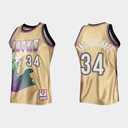 Milwaukee Bucks NBA 75 aniversario #34 Giannis Antetokounmpo HWC Limited Gold Camiseta