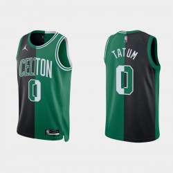 Boston Celtics #0 Jayson Tatum Split Edición Nba 75th Negro Green Camiseta