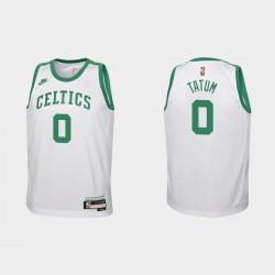 Juvenil Boston Celtics Jayson Tatum #0 2021-22 Classic 75th Anniversary Blanco Camiseta