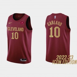 El oro está de vuelta Cleveland Cavaliers #10 Darius Garland 2022-23 Icon Edición Vino Camiseta