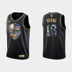 Cleveland Cavaliers #16 Cedi Osman 2021-22 NBA Golden Edición 75 aniversario Negro Camiseta