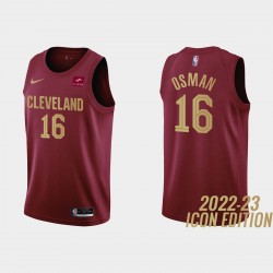 Cleveland Cavaliers #16 Cedi Osman 2022-23 Icono Edición Vino Camiseta