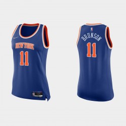 New York Knicks Jalen Brunson 75th Aniversario Icono Azul Camiseta Mujer