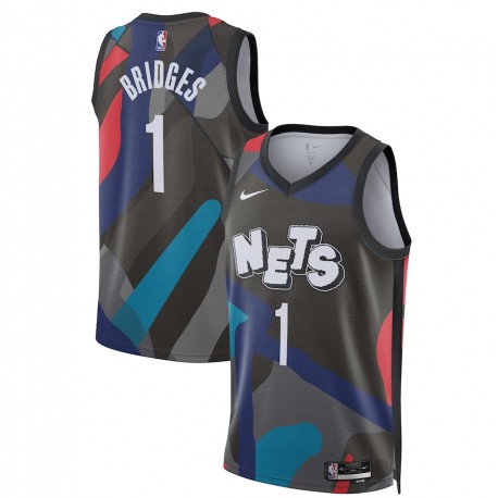 Mikal Bridges Brooklyn Nets Camiseta Swingman Nike Unisex 2023/24 - Negra - Edición City