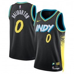 Indiana Pacers Camiseta Nike City Edition Swingman 23 - Negra/Blanco - Tyrese Haliburton - Unisex