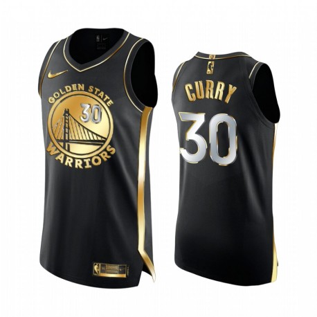 Stephen Curry Golden State Warriors 2020-21 Black Golden Edition Camisetas 6x Champs Authentic