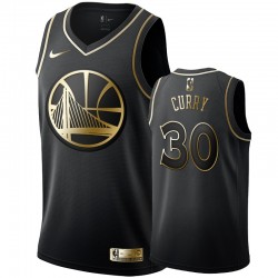 Hombres Golden State Warriors Stephen Curry Negro # 30 Golden Edition Swingman Camisetas