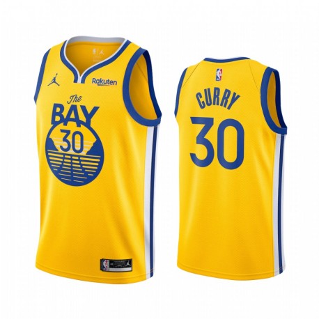 2020-21 Golden State Warriors Stephen Curry Declaración Edición Gold & 30 Camisetas Carrera High