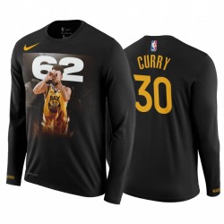 Stephen Curry 62 puntos Franchisebe-Record Warriors Carrera alta camiseta negra