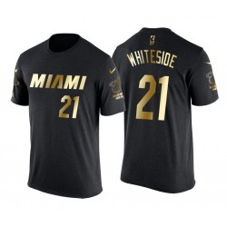 Miami Heat Hassan Blancoside y 21 Hombre Golden Luxe Negro Camiseta