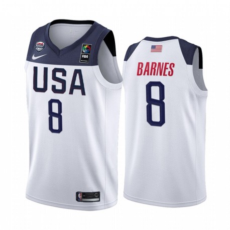 2019 World Cup EEUU Team Harrison Barnes Blanco Men's Camisetas - NBA Camisetas Tienda - 2021-23 NBA Personaliza Camiseta Para.