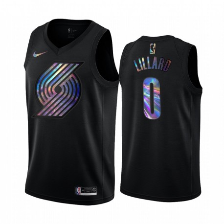 Portland Trail Blazers Damian Lillard & 0 Camisetas Collection HWC iridiscente Negro 2021 Limited