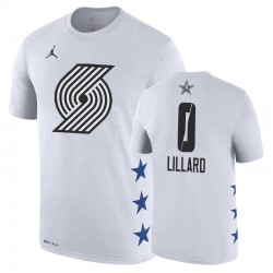 Men's Portland Trail Blazers Damian Lillard Blanco 2019 All-Star Name # Number Camiseta