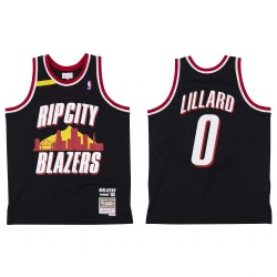 Portland Trail Blazers Br Remix Rip City Damian Lillard # 0 Negro Camisetas
