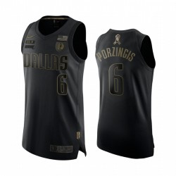 Kristaps Porzingis Dallas Mavericks 2020 Saludo para servir Negro Authentic Camisetas